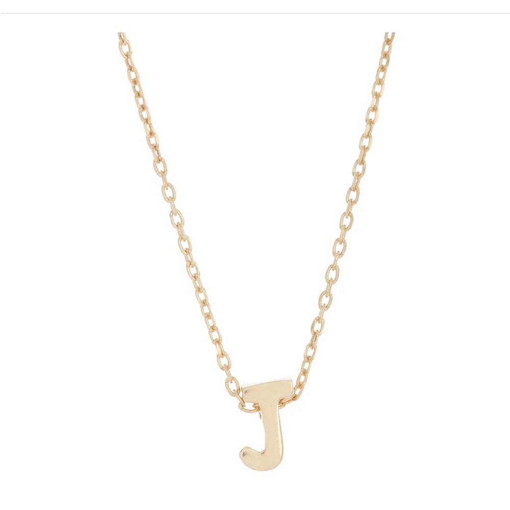 Mini letter J gold necklace in box